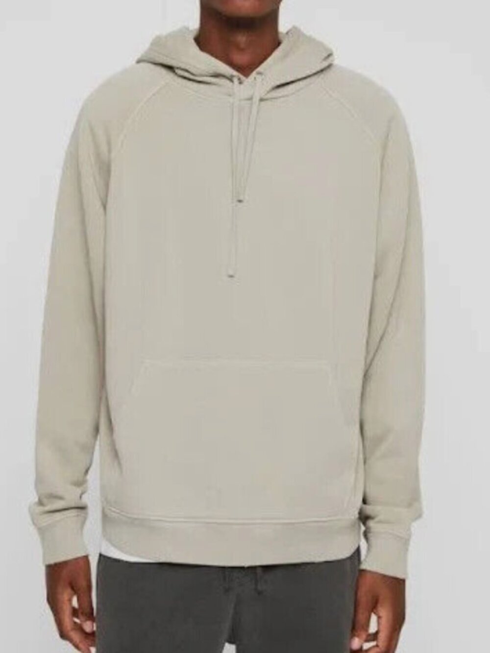ALLSAINTS Mens Coil Pullover Hoodie Factory Distressed Sweatshirt, Cement Grey M